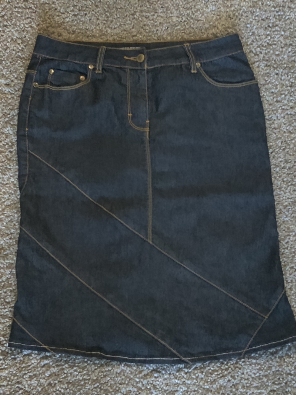 Bisou Bisou Dark Blue Denim Midi Skirt